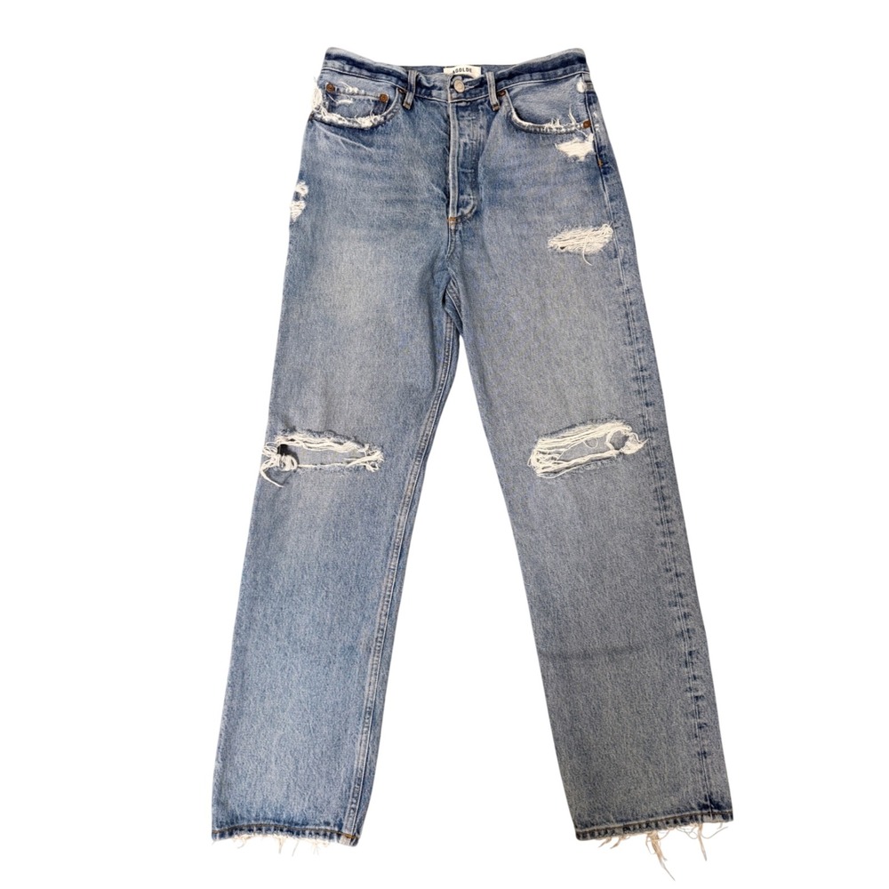 AGOLDE 90's Jean High Rise Straight Leg Distressed Denim Light Wash Size 26